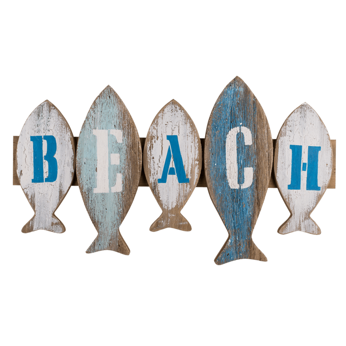 Wooden sign with fisch, Beach, - Image 2