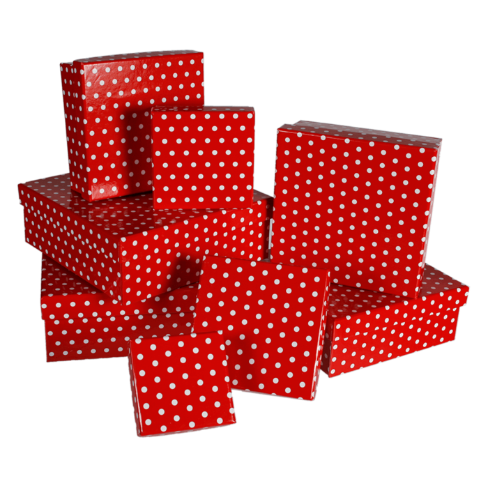 Red gift boxes with white dots, - Image 2