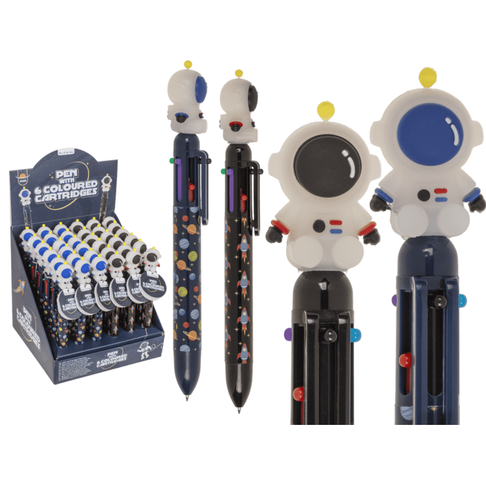 Ball Pen with 6 coloured cartridges, Space,