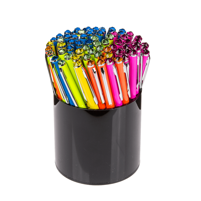 Neon coloured metall pen with Swarovski stone, - Image 3