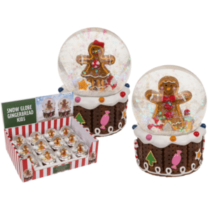 Snow globe, gingerbread children, on socket, - 160046#
