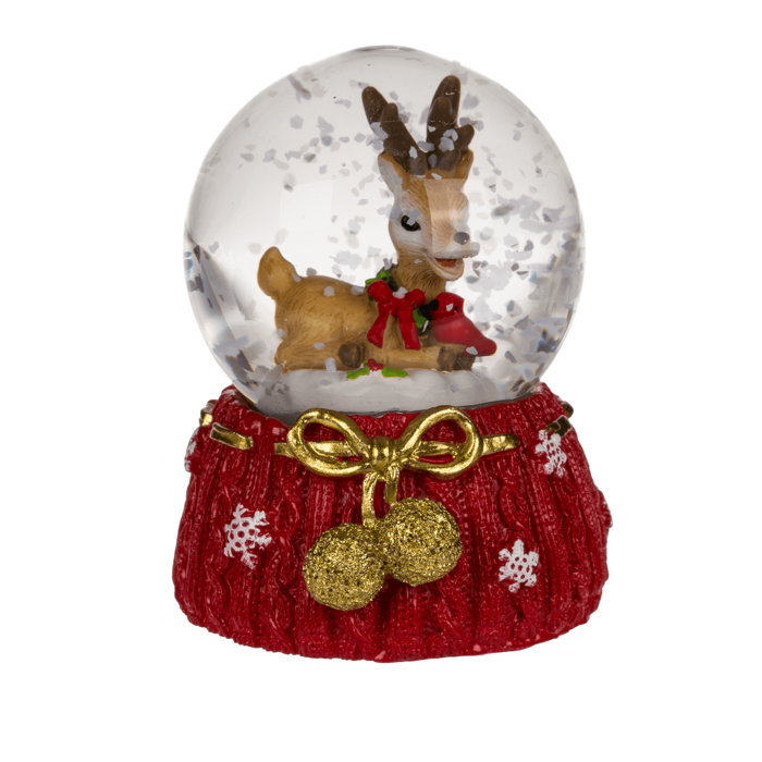 Polyresin snow globe with Reindeer & Santa, - Image 2
