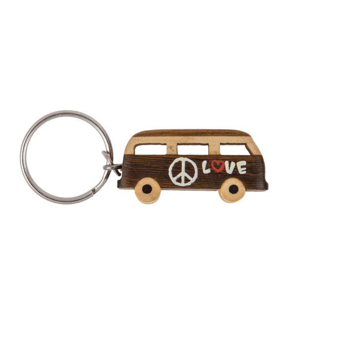 Metal keychain, Natural wood Hippie Van, - Image 4
