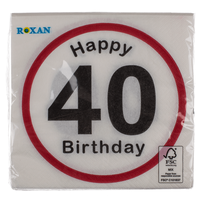 Paper napkins, Happy Birthday - 40, - Image 3