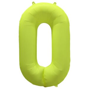 Foil Balloon Number 0 - Neon Yellow - 86 cm