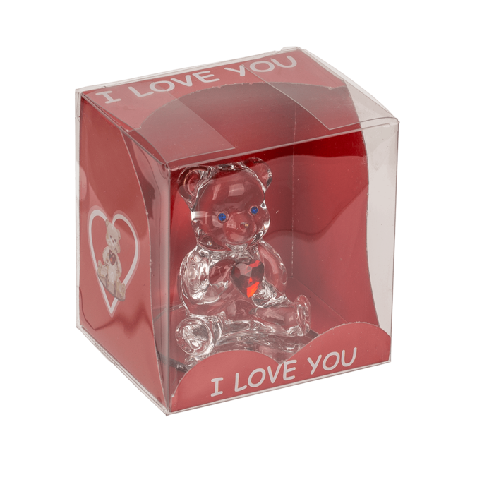 Glass Bear with Heart, - Image 4