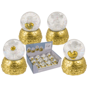 Snow globe, favorite angel, on golden socket,