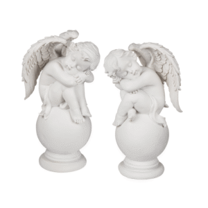 Polyresin Decorative Figurine - Angel on Ball, 14x24cm