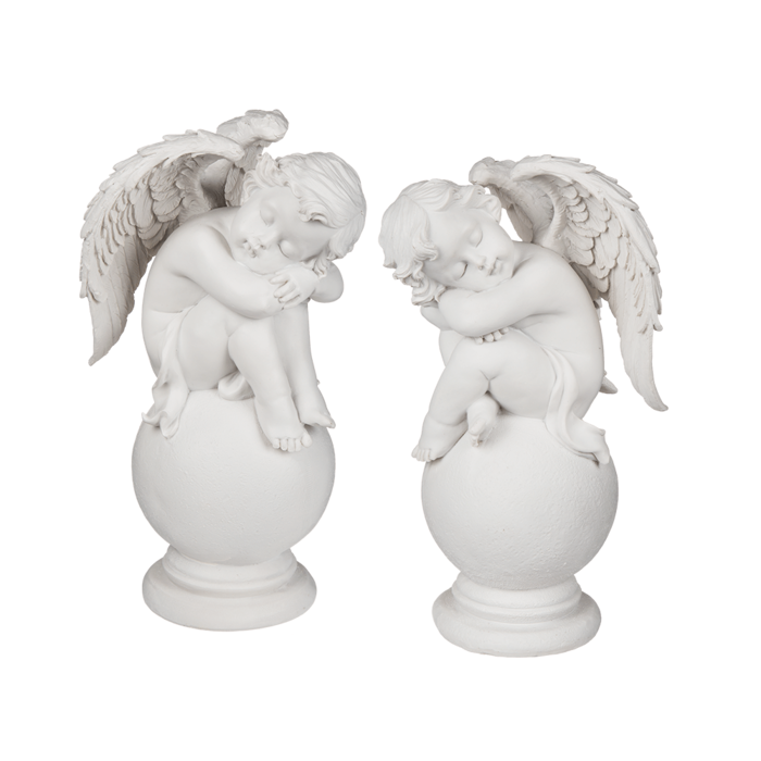 Polyresin Decorative Figurine - Angel on Ball, 14x24cm