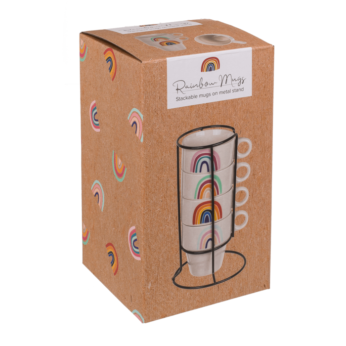 Stackable mugs on metal stand, Rainbow, - Image 3