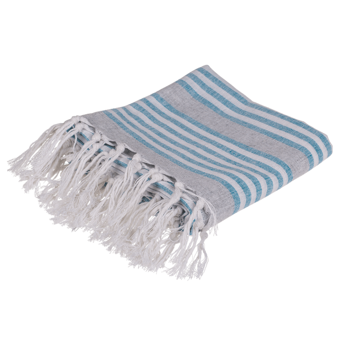 White/blue coloured Fouta Towel (for sauna &, - Image 2