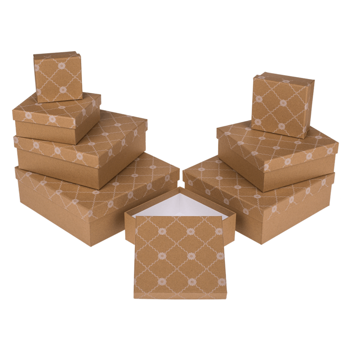 Kraft paper gift box, with flower rank,