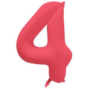 Foil Balloon Number 4 - Neon Red - 86 cm