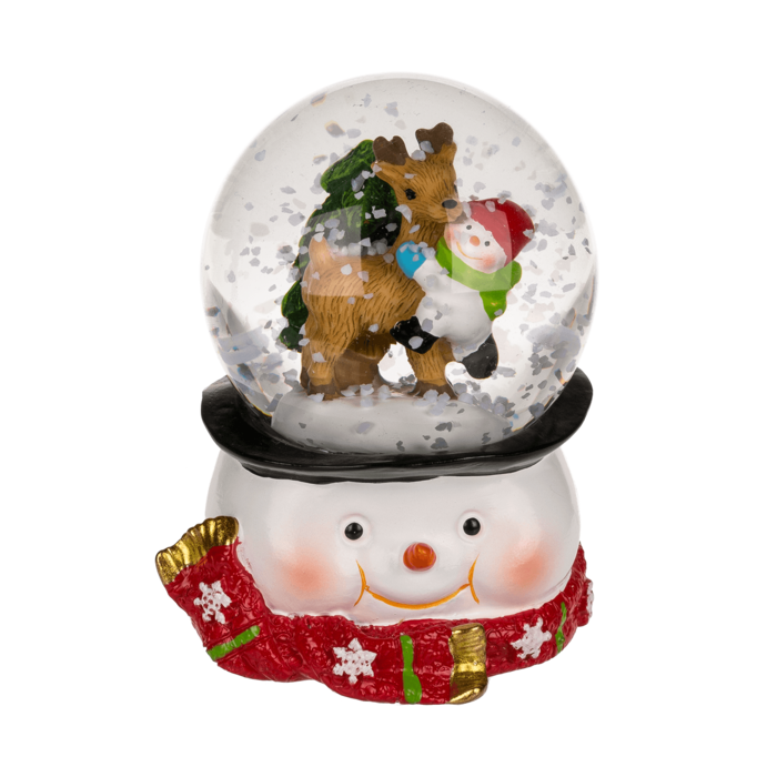 Polyresin snow globe with Santa & Reindeer, - Image 2