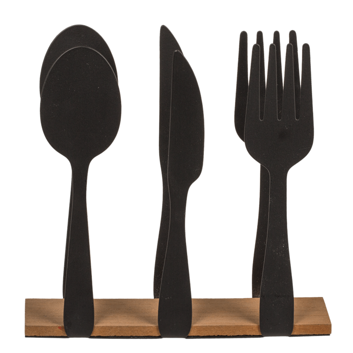 Black metal tissue holder, cutlery, with wooden - Image 3
