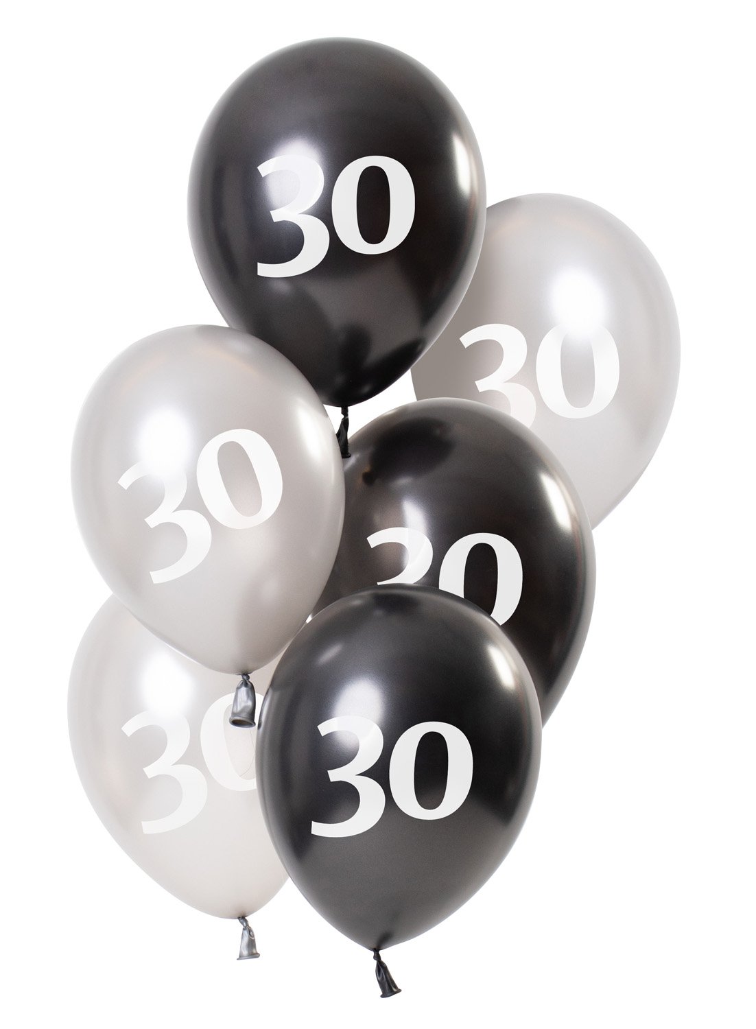 Balloons Glossy Black 30 Years 23cm - 6 pieces