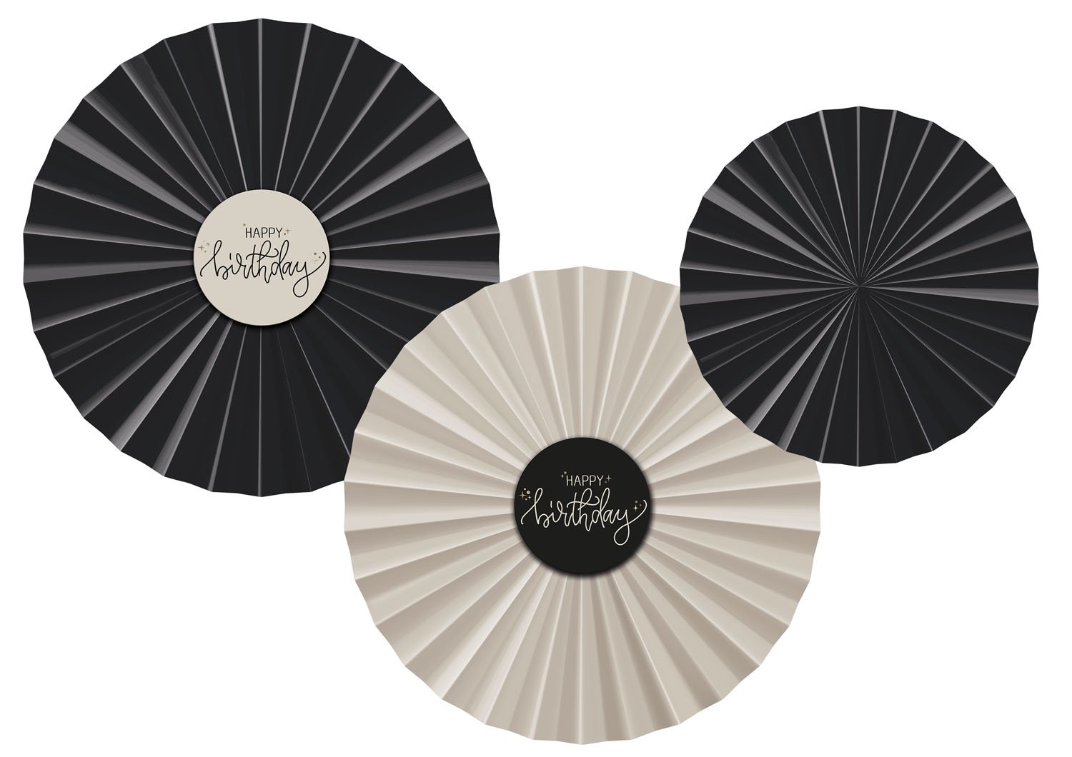 Deco Fan Set - Crème Noir - 3 pieces