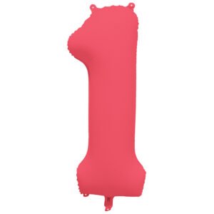 Foil Balloon Number 1 - Neon Red - 86 cm