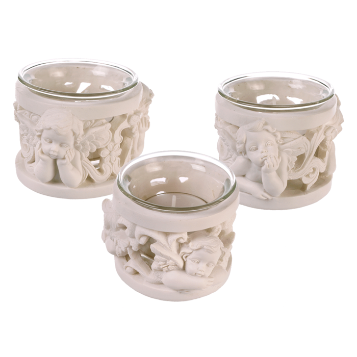 Polyresin tealight holder, Angel,
