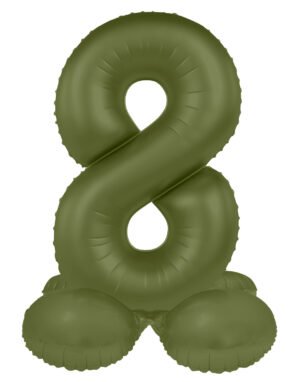 Standing Foil balloon Number 8 - Olive Green - Ultra Matt - 41 cm