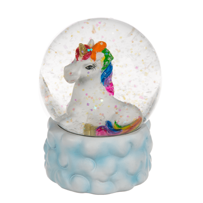 Polyresin glitter globe, Lying unicorn on cloud, - Image 3