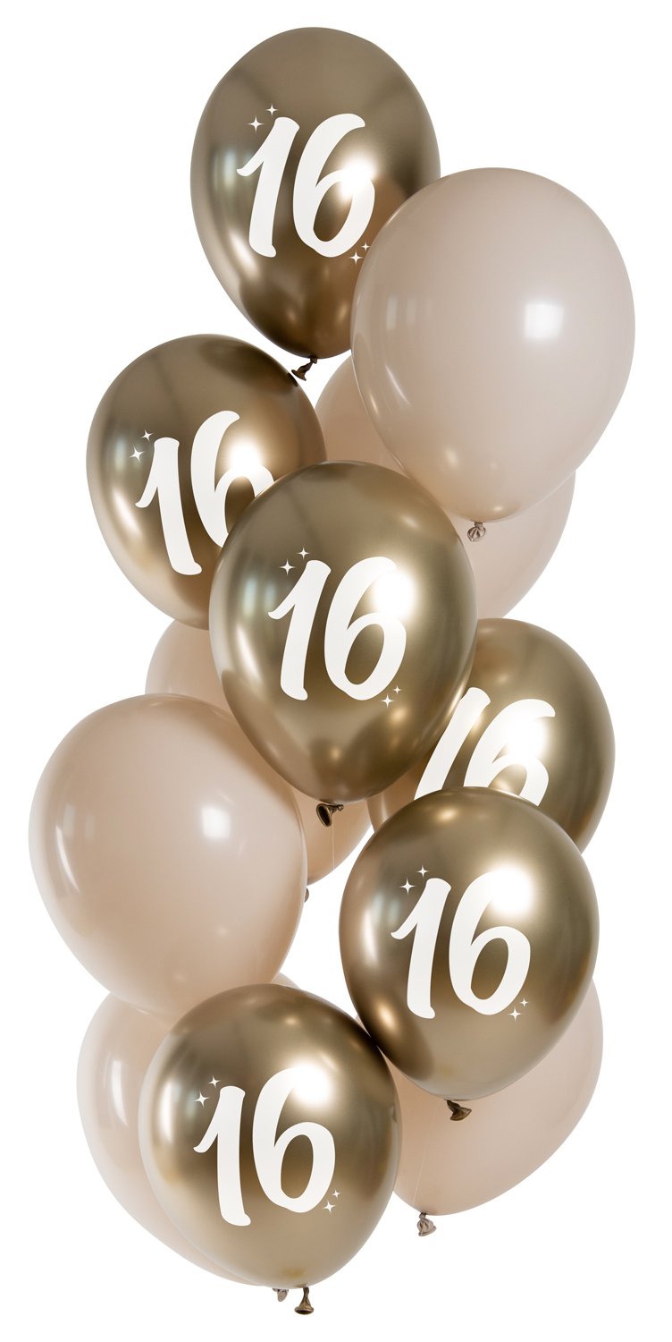 Balloons Golden Latte 16 Years 33cm - 12 pieces