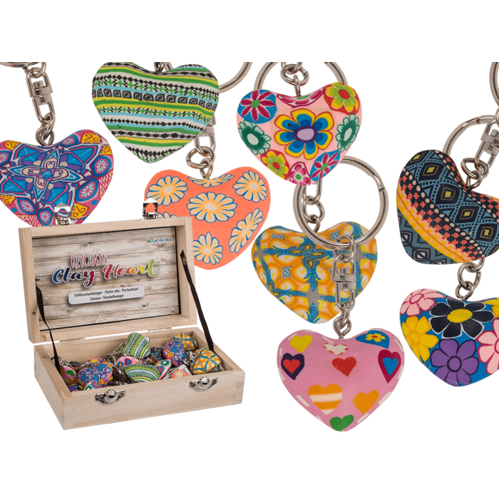 Metal keychain, Clay Heart,