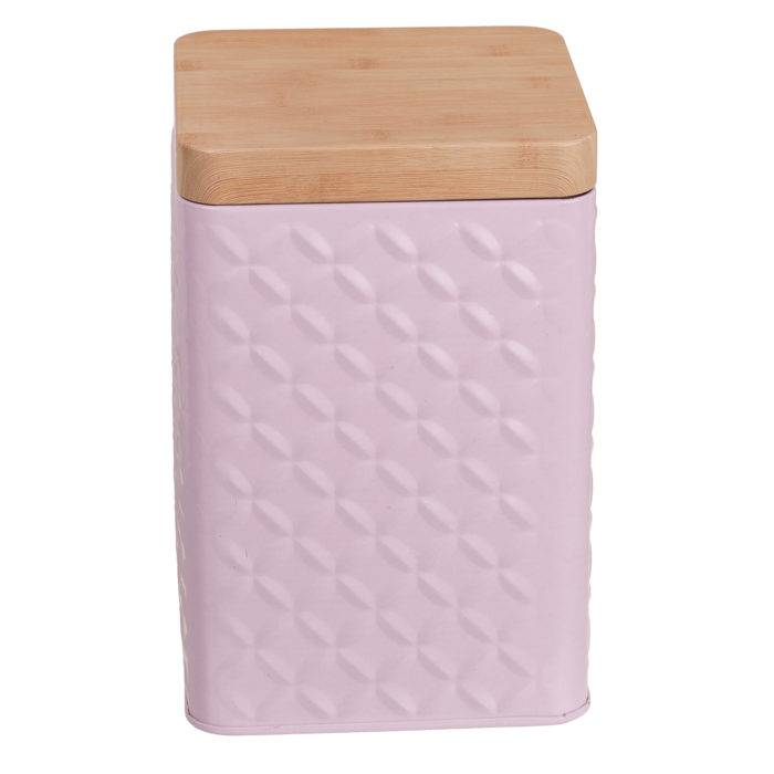 Rectangular tin box with bamboo look cover, - Image 4