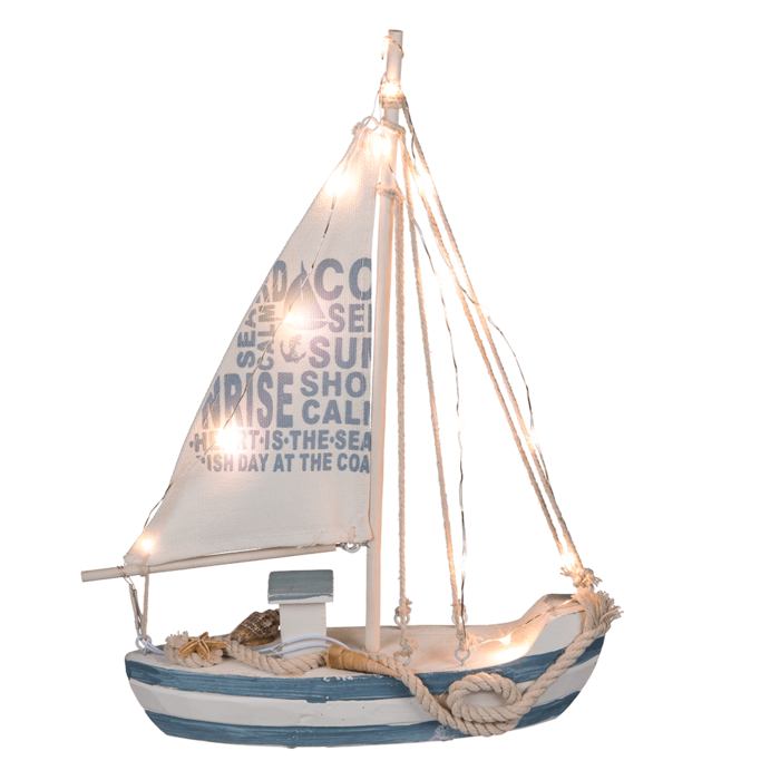 Wooden sailing boat with 13 warm white LED, - Image 4