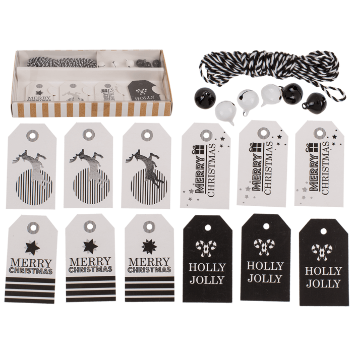 Gift tags, Silver shine, including 6 bells