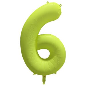 Foil Balloon Number 6 - Neon Yellow - 86 cm