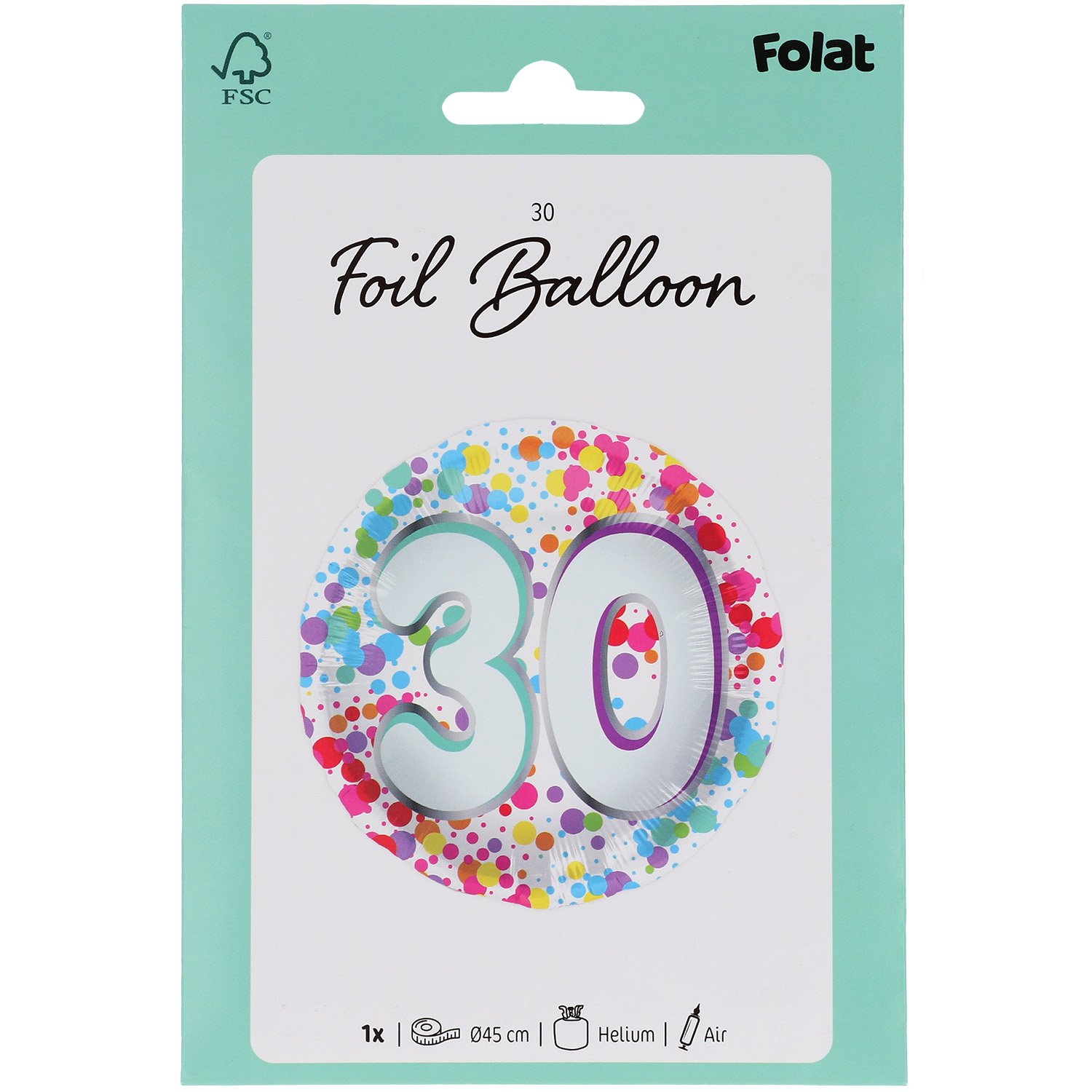 Foil Balloon - 30 - Rainbow - 45 cm - Image 2