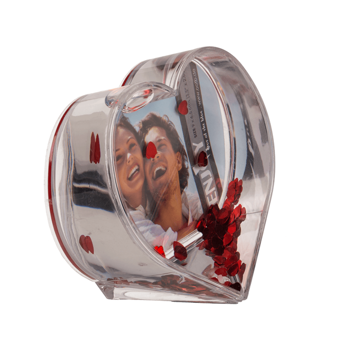 3D-Acrylic glitter heart waterglobe with heart - Image 3