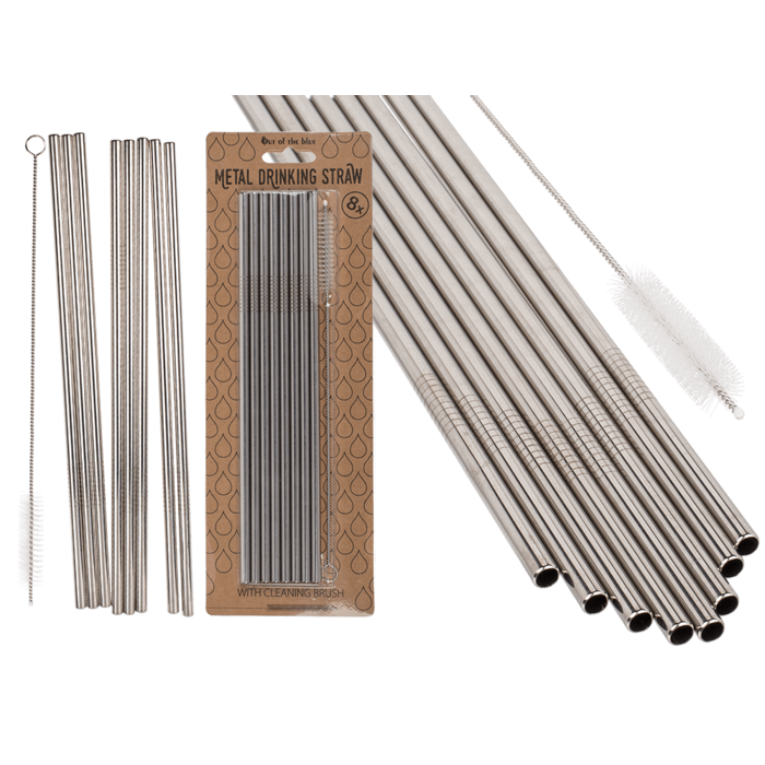 Metal drinking straw with cleaning brush,
