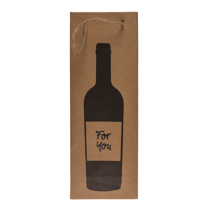 Wine bottle craft paper gift bag, with jute - Image 3