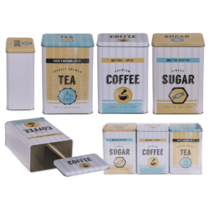 Rectangular tin box, Yellow-Blue,