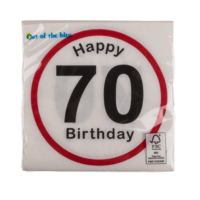 Paper napkins, Happy Birthday - 70, - Image 3