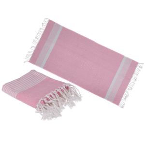 White/rosa coloured Fouta Towel (for sauna &