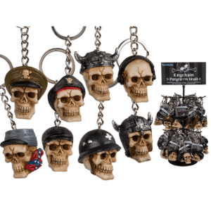 Metal keychain, Polyresin Skull,