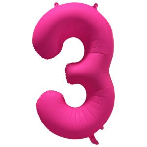 Foil Balloon Number 3 - Neon Pink - 86 cm