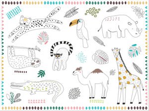 Coloring Placemats Zoo Party - 6 pieces