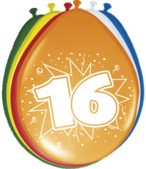 16th Birthday Balloons 30cm - 8 pieces
