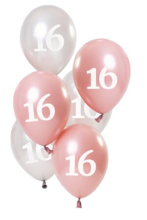 Balloons Glossy Pink 16 Years 23cm - 6 pieces