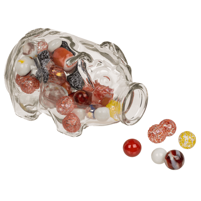 Glass storage jar pig with cork, - Image 2
