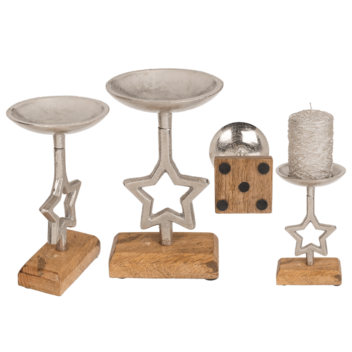 Silver coloured candleholder, Star