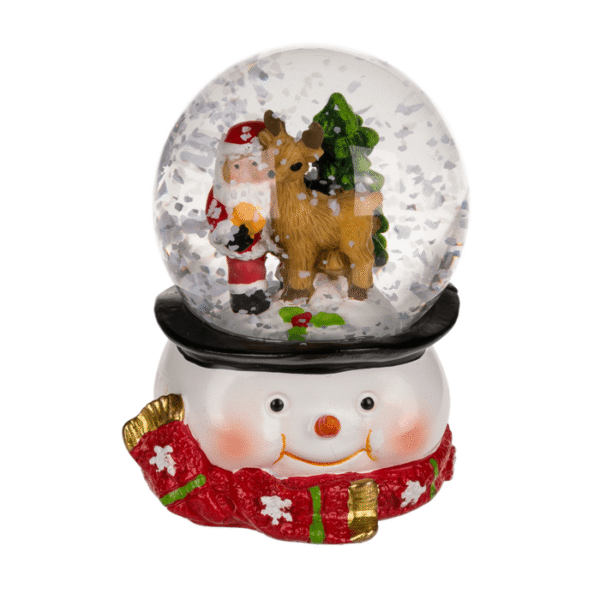Palla Di Neve Musicale Natalizia Con Babbo Natale E Biscotti - Resina E Vetro, 18 Cm, Colore Rosso Rosato