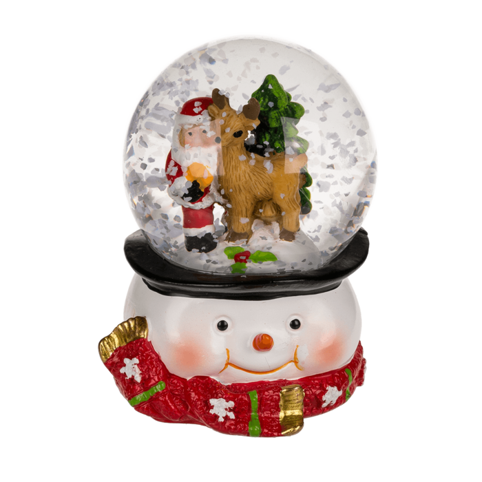 Polyresin snow globe with Santa & Reindeer, - Image 3