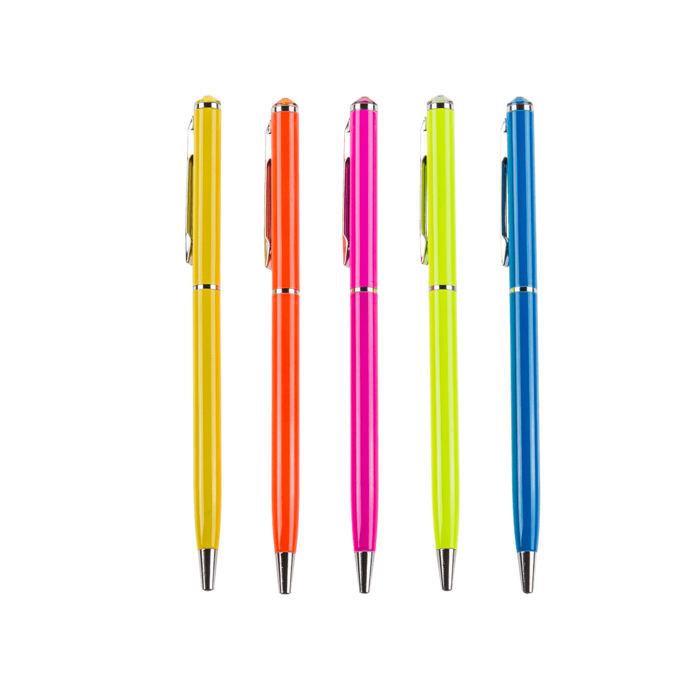 Neon coloured metall pen with Swarovski stone, - Image 2