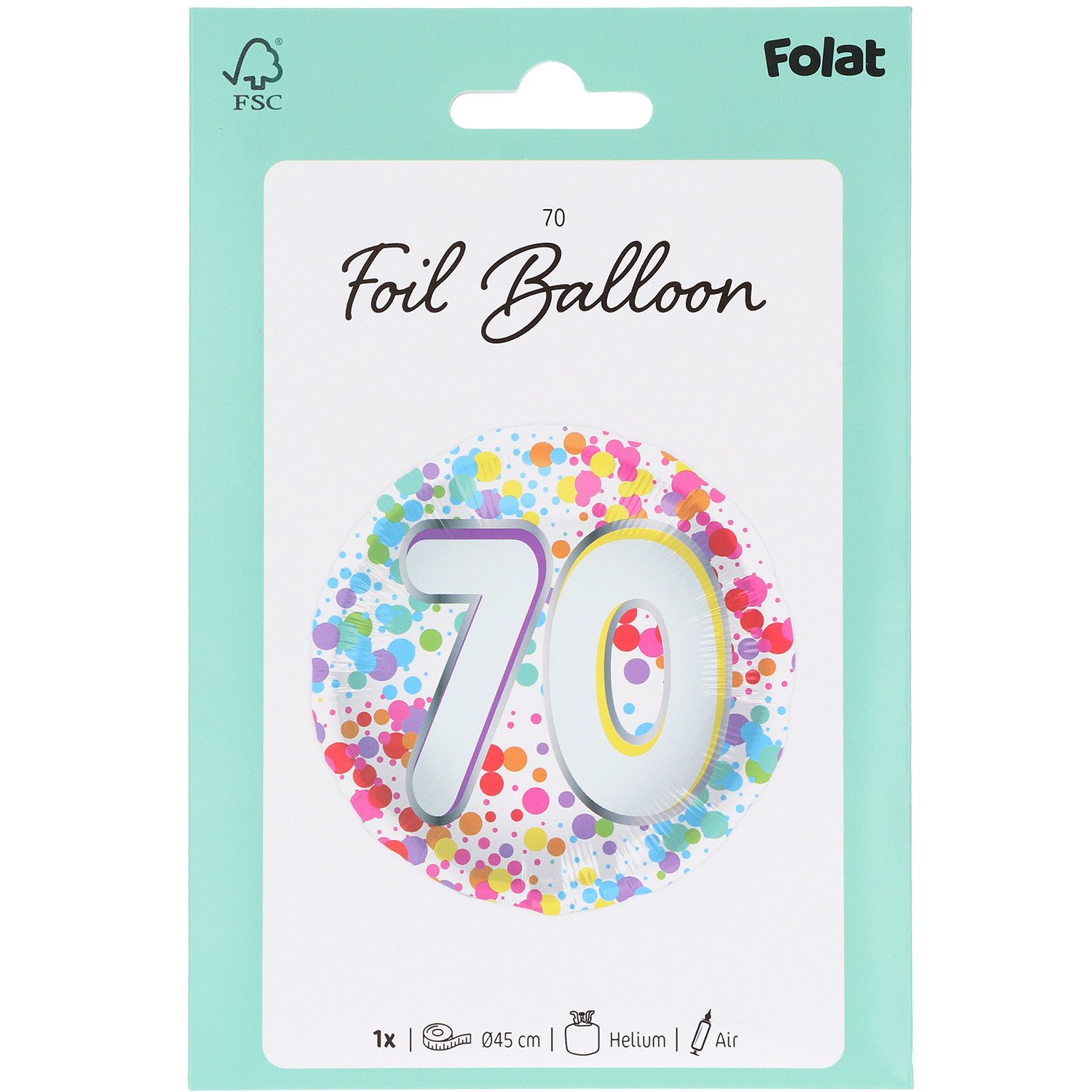 Foil Balloon - 70 - Rainbow - 45 cm - Image 2