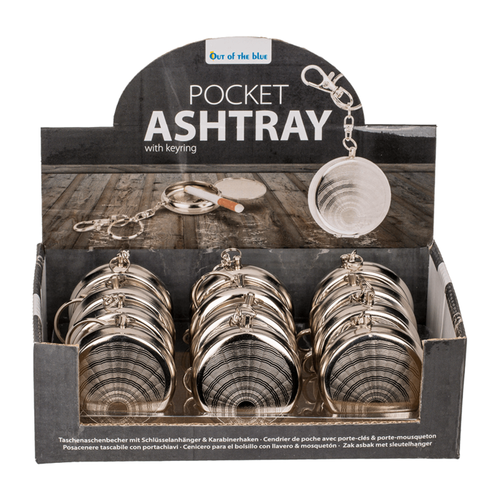 Metal pocket ashtray with key ring & carabiner, - Image 2